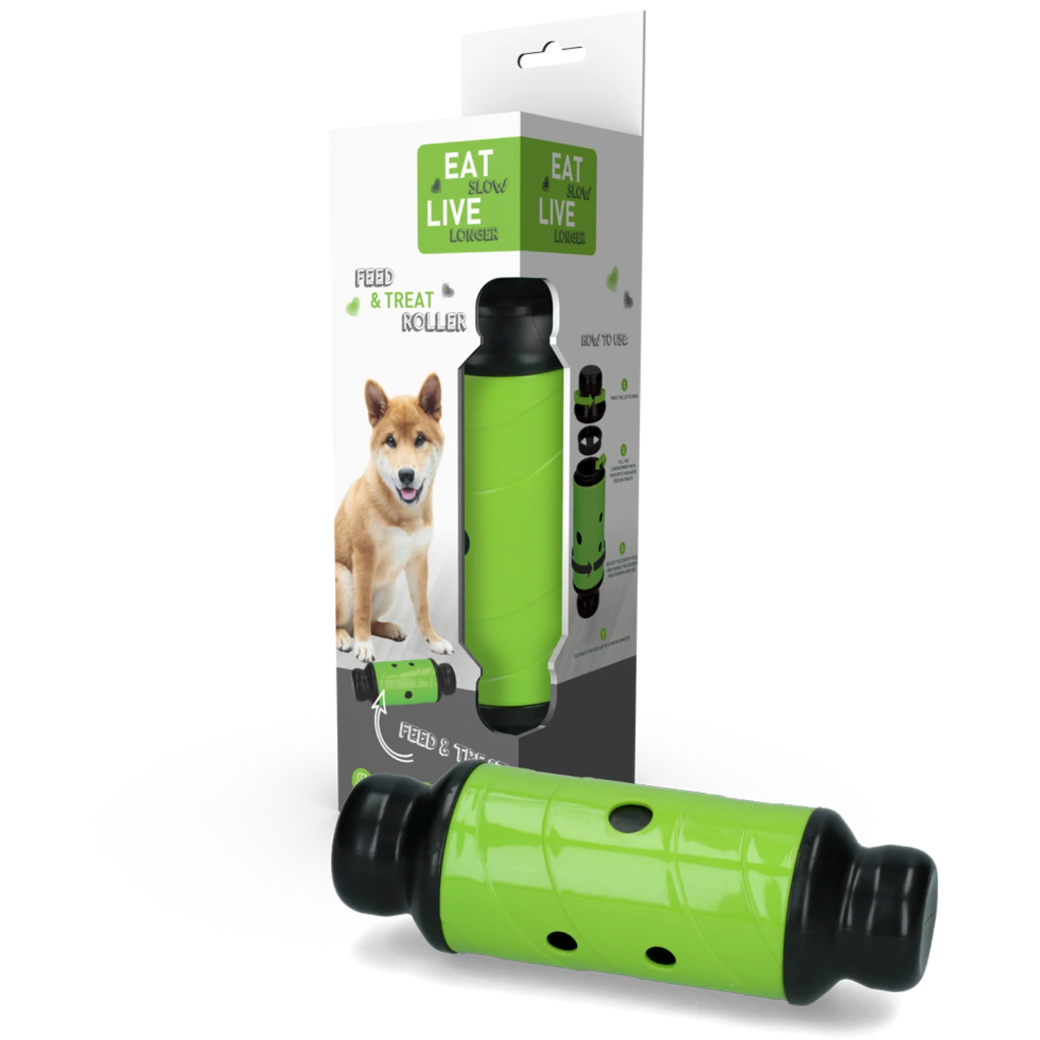 Eat Slow Live Longer Feed and Treat Roller - Groen - L - 23 x ø 8 cm Eat Slow Live Longer Feed And Treat Roller - Groen - L - 23 X ø 8 Cm -Hondenbenodigdheden Winkel eat slow live longer feed and treat roller groen l 2