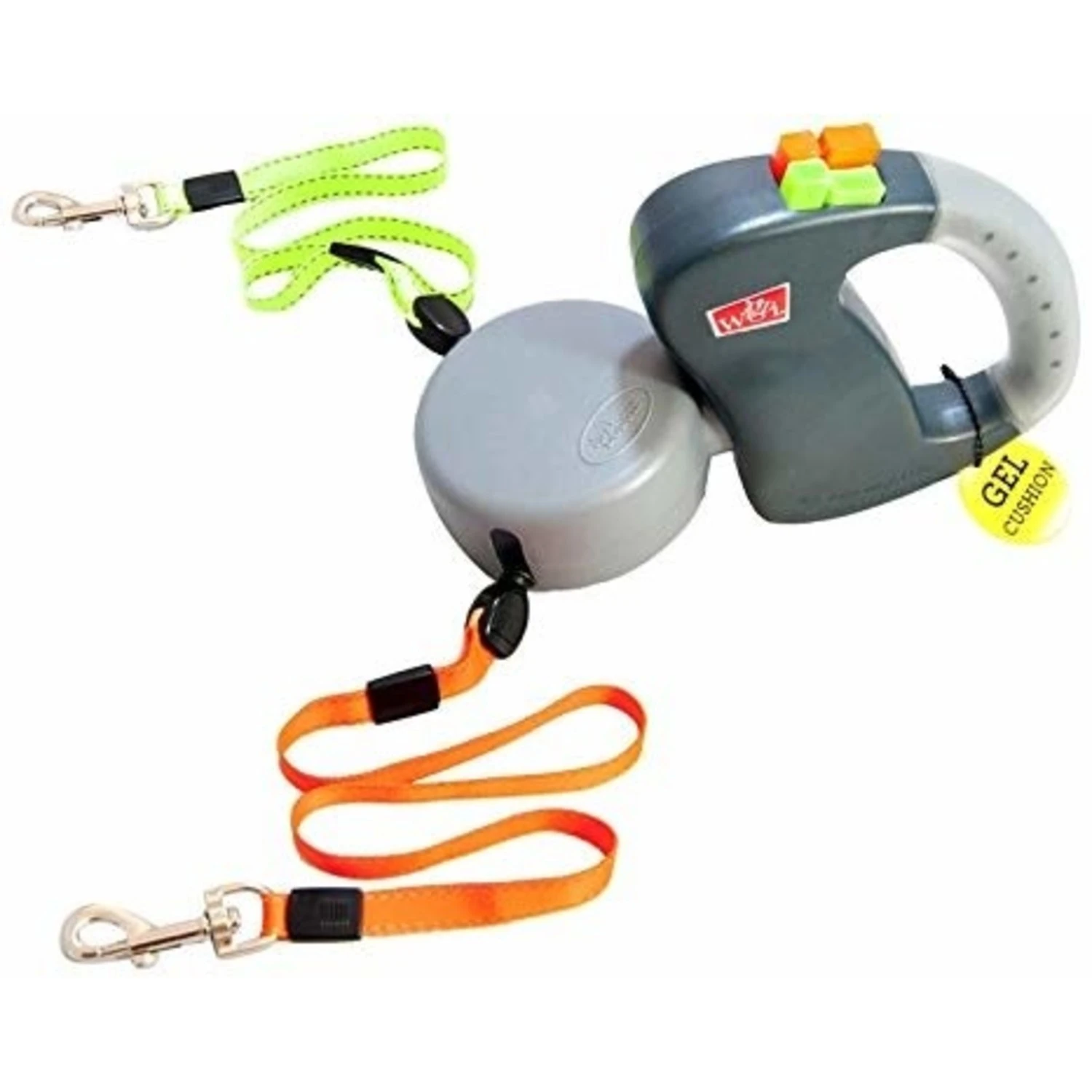 Wigzi Wigzi Dual Doggie 3.0 Retractable Gel Leash - Grijs Wigzi Wigzi Dual Doggie 3.0 Retractable Gel Leash - Grijs -Hondenbenodigdheden Winkel wigzi wigzi dual doggie 30 retractable gel leash g